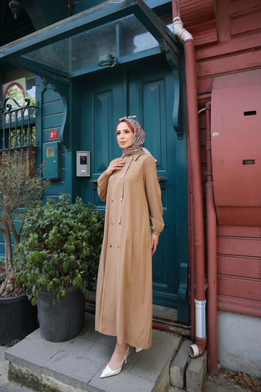 Nisa Çift Çıtçıtlı Kap Bej - 9046 - 1