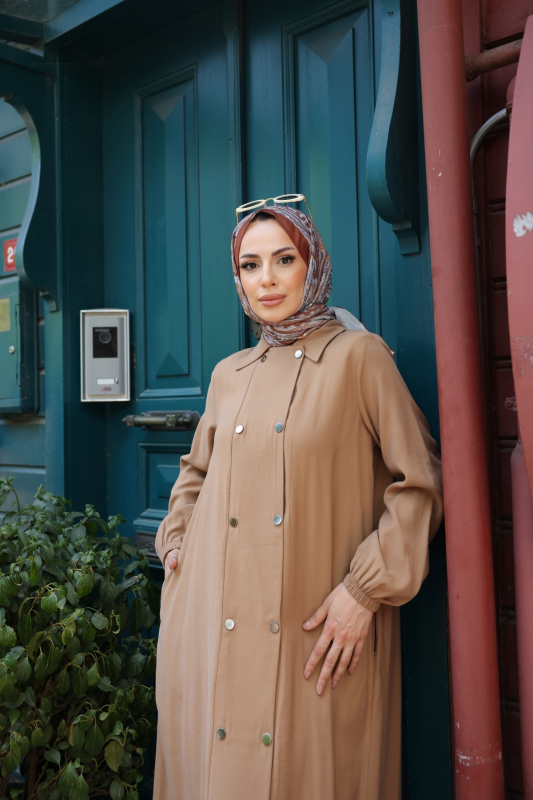 Nisa Çift Çıtçıtlı Kap Bej - 9046 - 2
