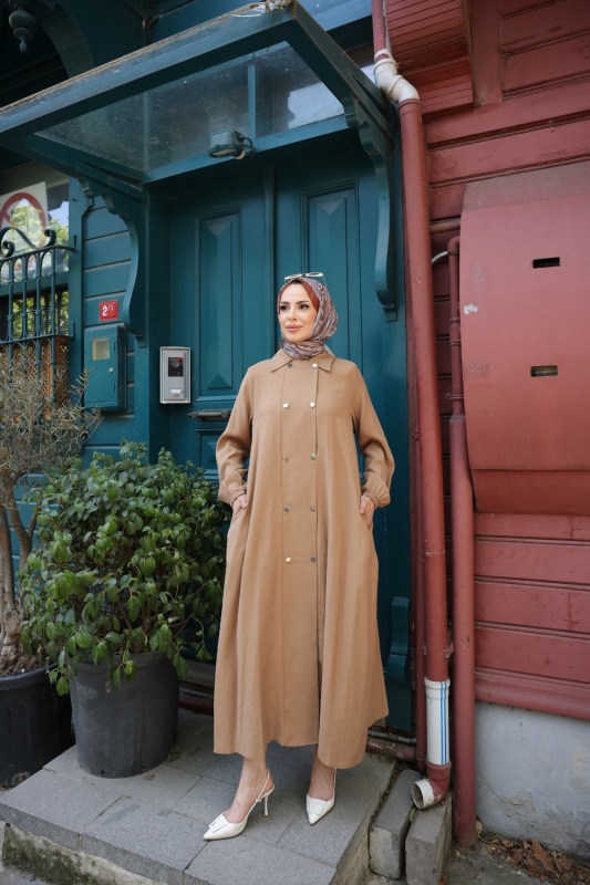 Nisa Çift Çıtçıtlı Kap Bej - 9046 - 4