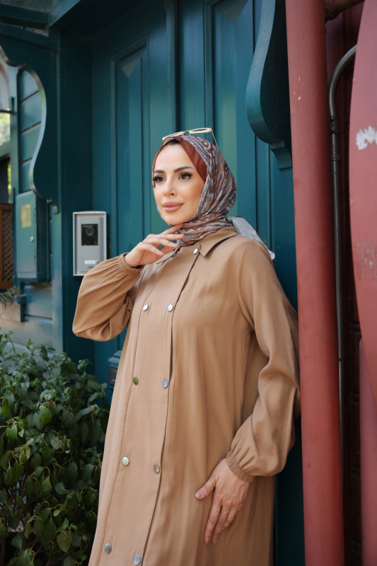 Nisa Çift Çıtçıtlı Kap Bej - 9046 - 6