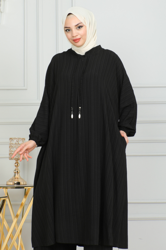 Oversize İkili Takım Lara kumaş Siyah - 3002 - 16