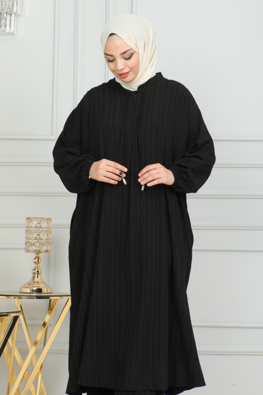 Oversize İkili Takım Lara kumaş Siyah - 3002 - 17