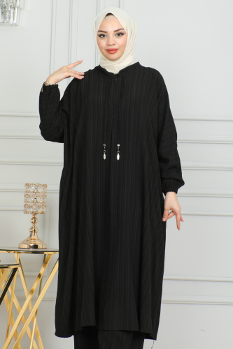 Oversize İkili Takım Lara kumaş Siyah - 3002 - 18