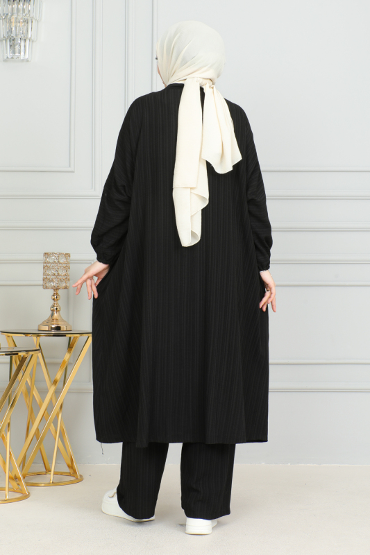 Oversize İkili Takım Lara kumaş Siyah - 3002 - 4