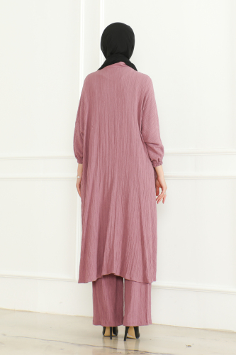 Oversize İkili Takım Lara kumaş Pembe - 3002 - 4