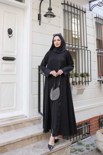 Ravza Dubai İpeği Abaya Siyah - 1009 - 1