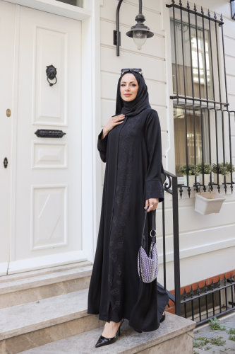 Ravza Dubai İpeği Abaya Siyah - 1009 - 6