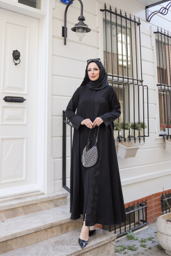 Ravza Dubai İpeği Abaya Siyah - 1009 - 7