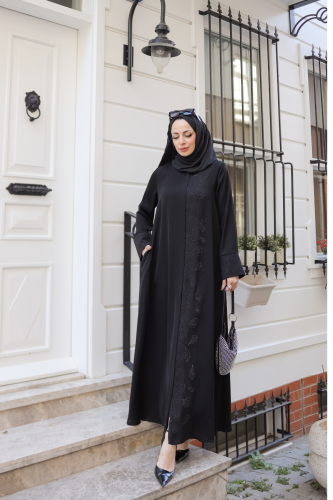Ravza Dubai İpeği Abaya Siyah - 1009 - 9