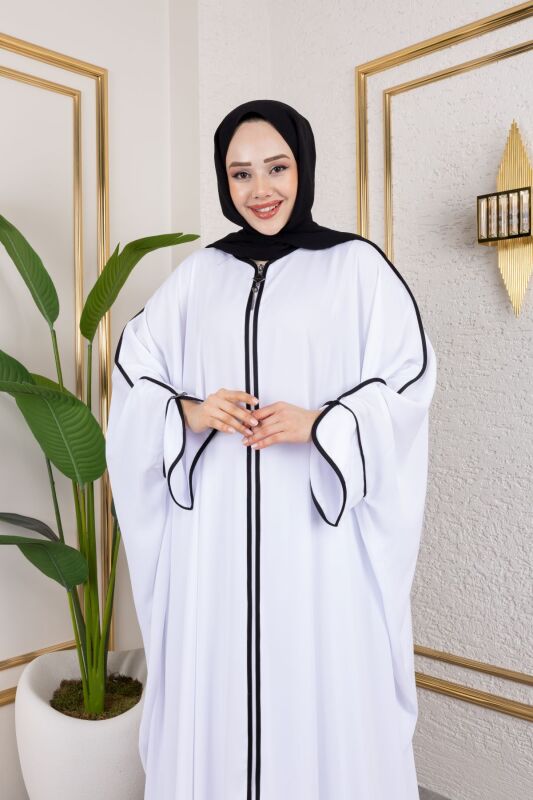 Sultan Abaya Dubai İpeği Beyaz -1002 - 11