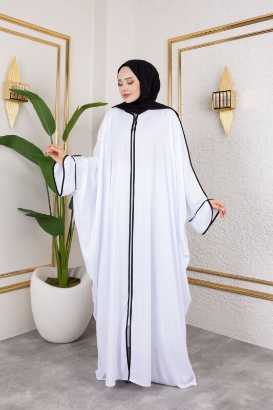 Sultan Abaya Dubai İpeği Beyaz -1002 - 12