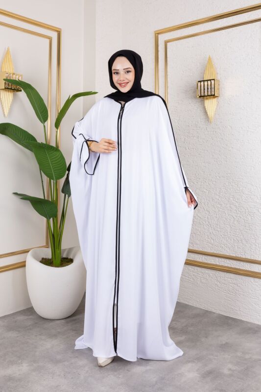 Sultan Abaya Dubai İpeği Beyaz -1002 - 13