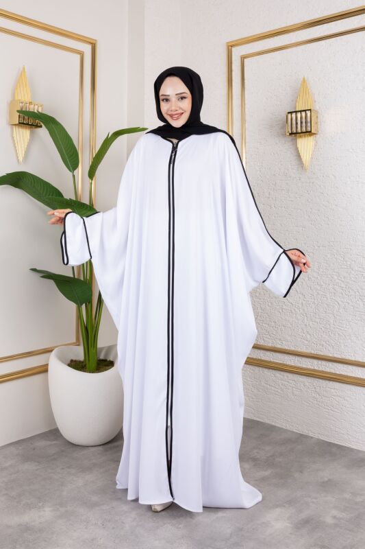 Sultan Abaya Dubai İpeği Beyaz -1002 - 14