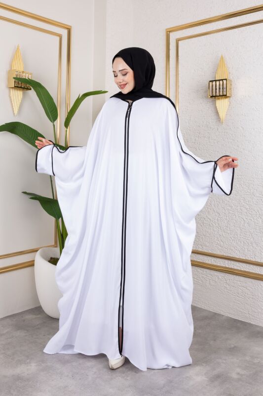 Sultan Abaya Dubai İpeği Beyaz -1002 - 15
