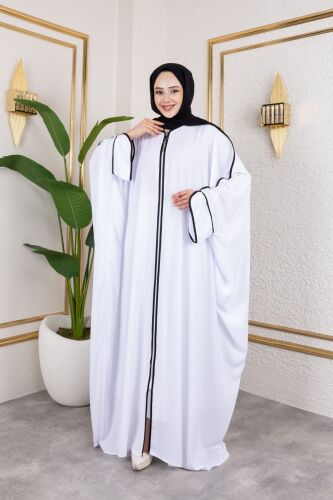 Sultan Abaya Dubai İpeği Beyaz -1002 - 16