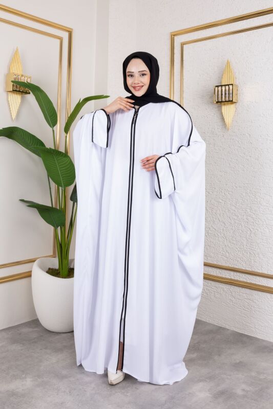 Sultan Abaya Dubai İpeği Beyaz -1002 - 16