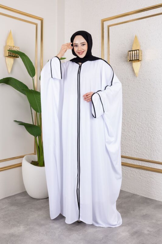 Sultan Abaya Dubai İpeği Beyaz -1002 - 17