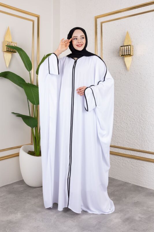 Sultan Abaya Dubai İpeği Beyaz -1002 - 18