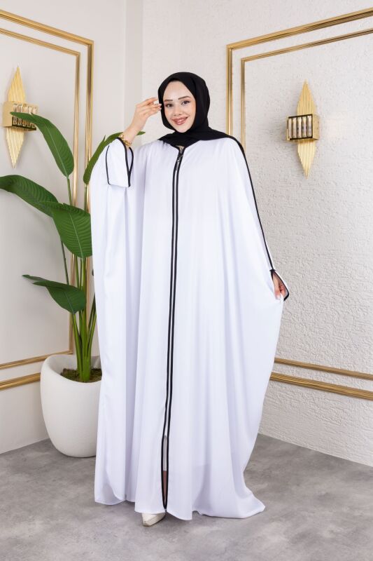 Sultan Abaya Dubai İpeği Beyaz -1002 - 20