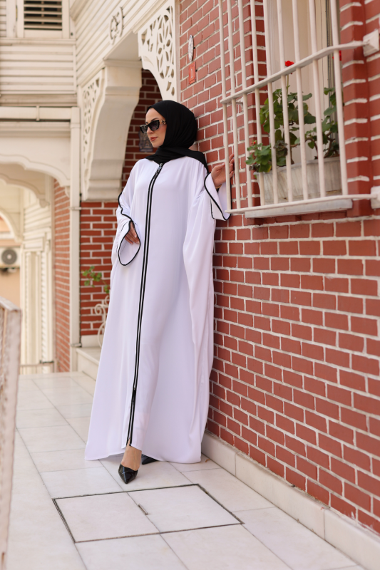 Sultan Abaya Dubai İpeği Beyaz -1002 - 5