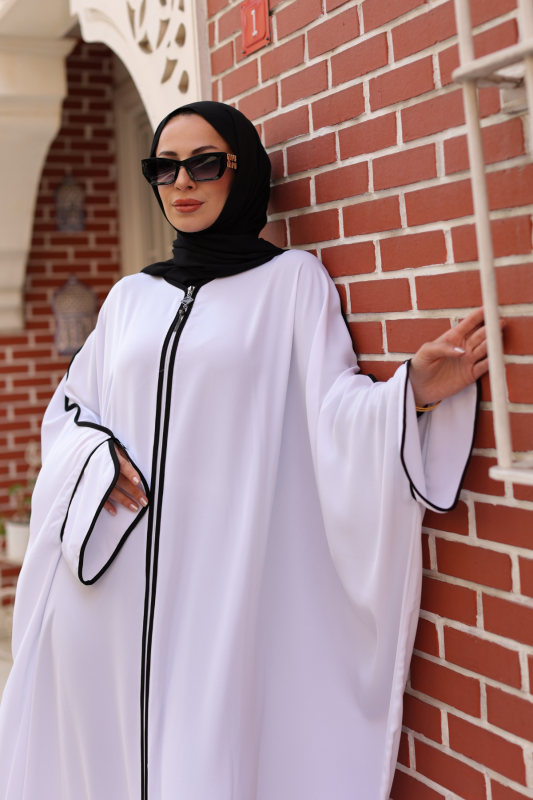 Sultan Abaya Dubai İpeği Beyaz -1002 - 6