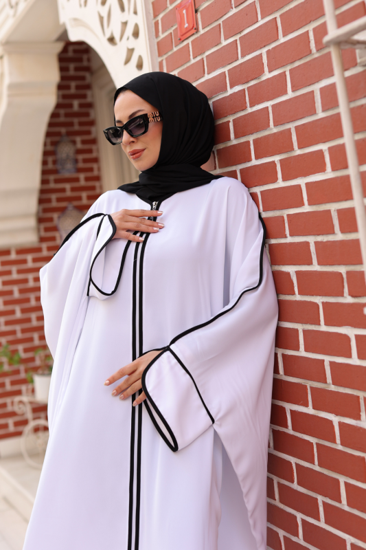 Sultan Abaya Dubai İpeği Beyaz -1002 - 7