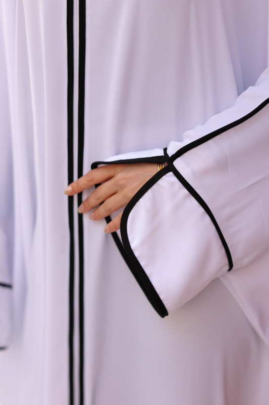 Sultan Abaya Dubai İpeği Beyaz -1002 - 8