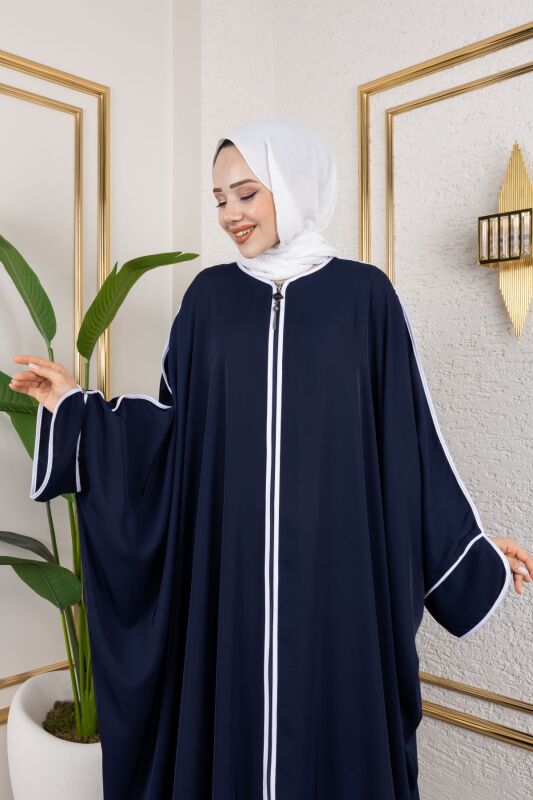 Sultan Abaya Dubai İpeği Lacivert -1002 - 11