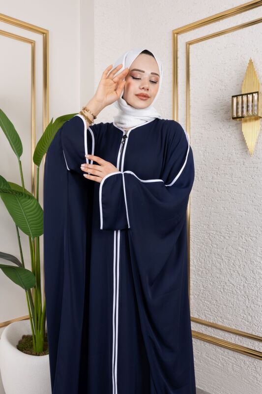 Sultan Abaya Dubai İpeği Lacivert -1002 - 13