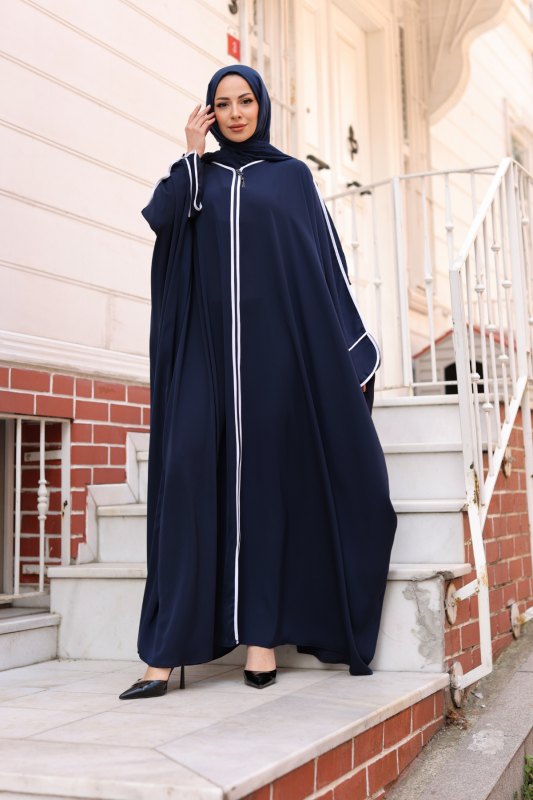 Sultan Abaya Dubai İpeği Lacivert -1002 - 2