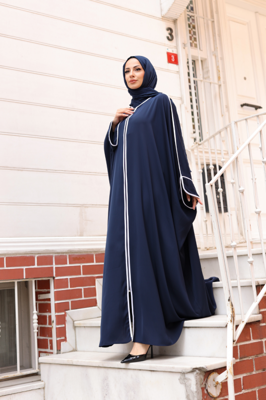 Sultan Abaya Dubai İpeği Lacivert -1002 - 4
