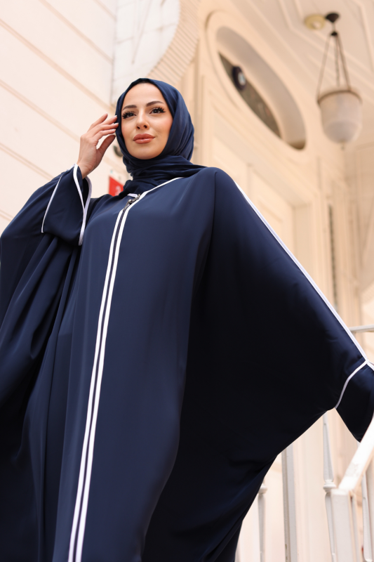 Sultan Abaya Dubai İpeği Lacivert -1002 - 5
