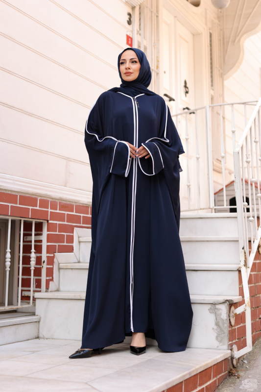Sultan Abaya Dubai İpeği Lacivert -1002 - 7