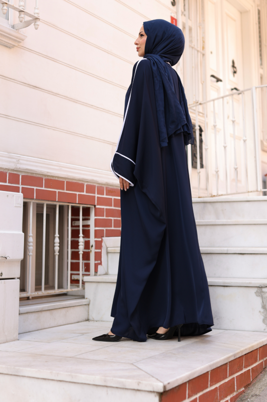Sultan Abaya Dubai İpeği Lacivert -1002 - 8