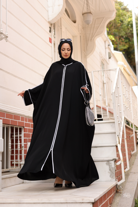 Sultan Abaya Dubai İpeği Siyah -1002 - 2