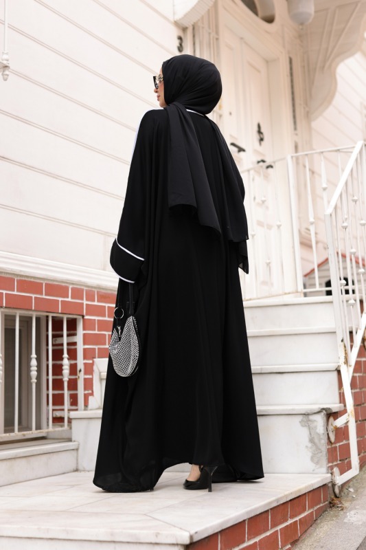 Sultan Abaya Dubai İpeği Siyah -1002 - 4