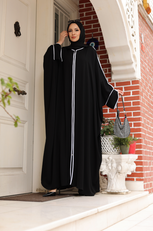 Sultan Abaya Dubai İpeği Siyah -1002 - 7