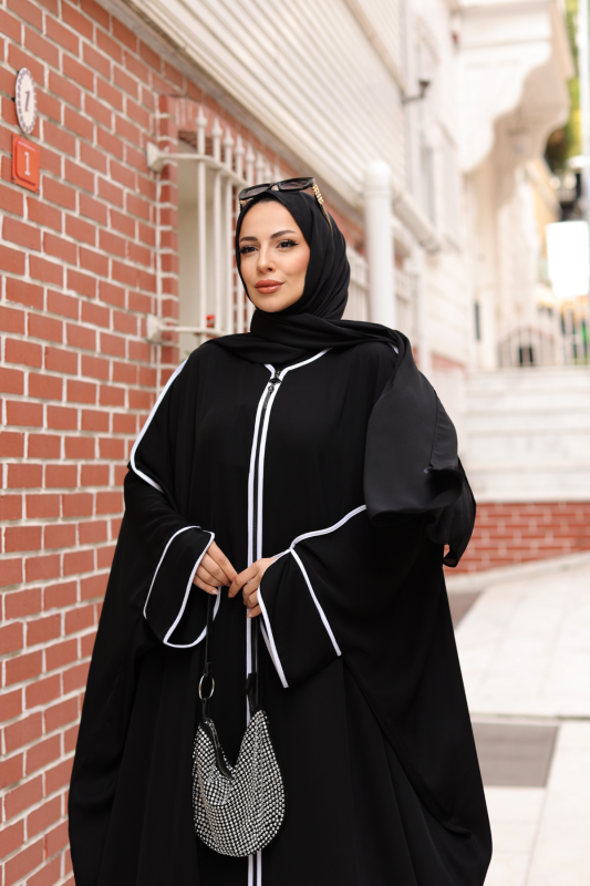 Sultan Abaya Dubai İpeği Siyah -1002 - 8