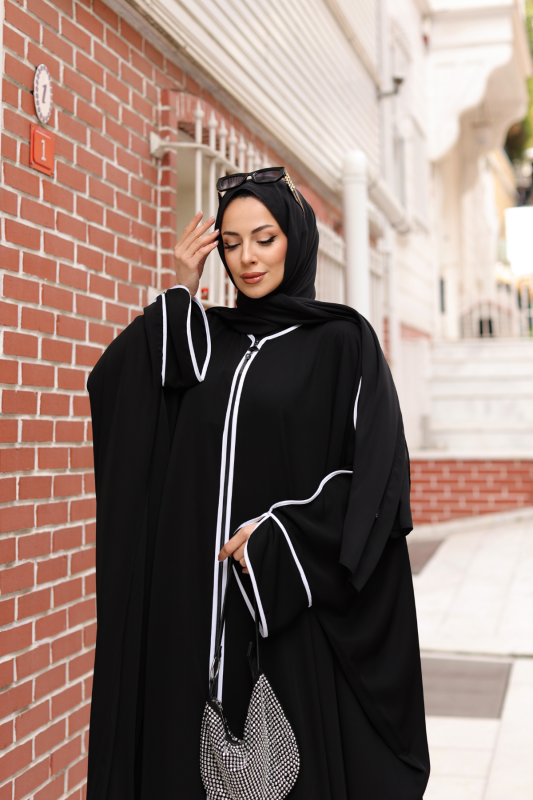 Sultan Abaya Dubai İpeği Siyah -1002 - 9