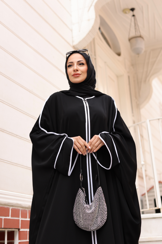 Sultan Abaya Dubai İpeği Siyah -1002 - 10