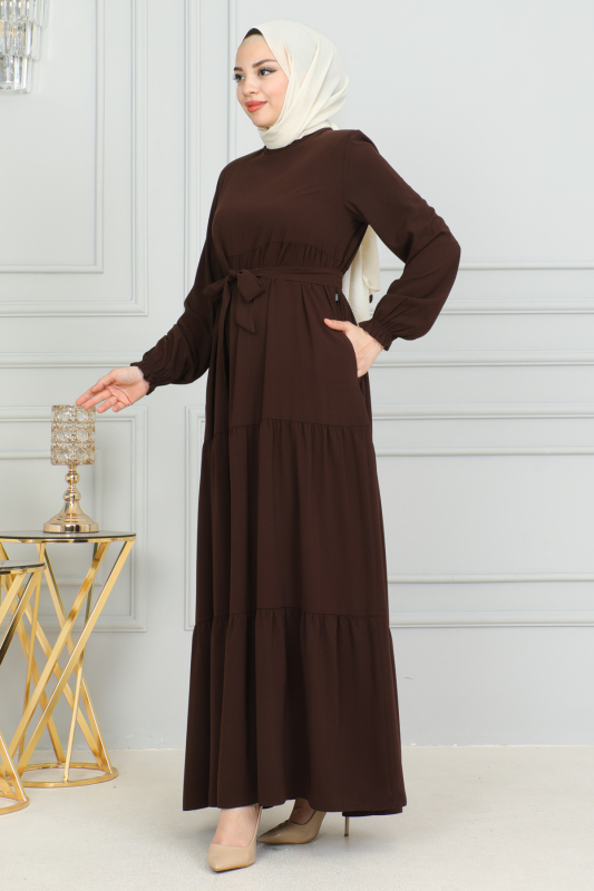 TALURA ELBİSE & Kahverengi - 8004 - 8