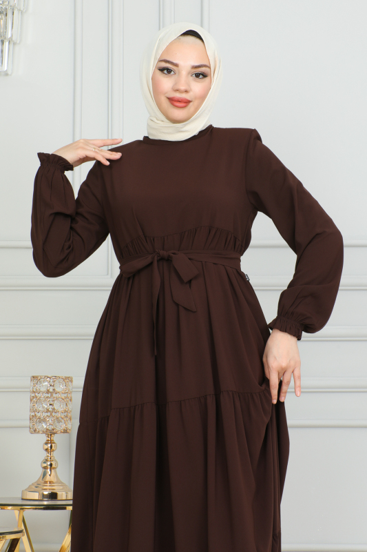 TALURA ELBİSE & Kahverengi - 8004 - 10