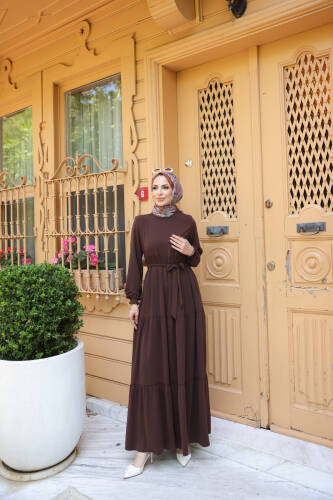 TALURA ELBİSE & Kahverengi - 8004 