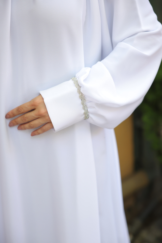 Vuslat Abaya Elbise Beyaz - 8011 - 5