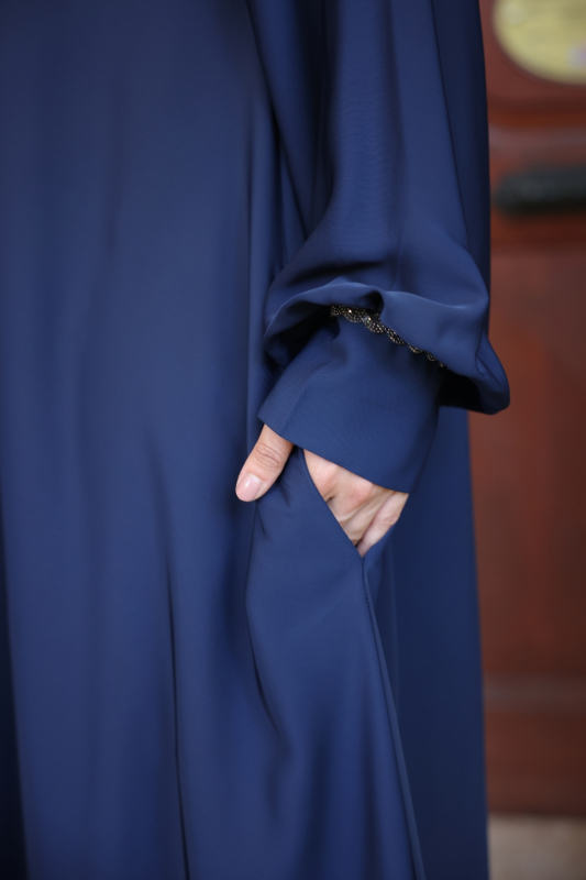 Vuslat Abaya Elbise Lacivert - 8011 - 5