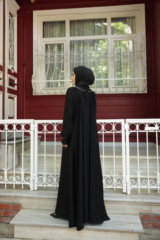Vuslat Abaya Elbise Siyah - 8011 - 3