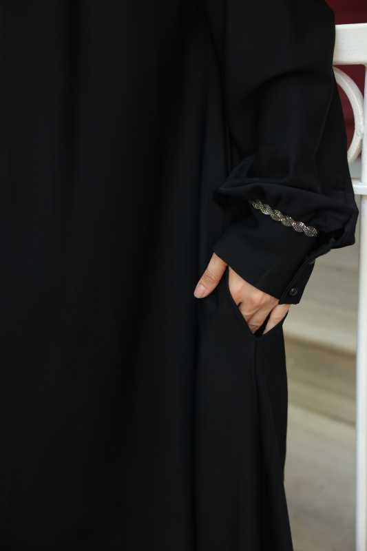 Vuslat Abaya Elbise Siyah - 8011 - 6