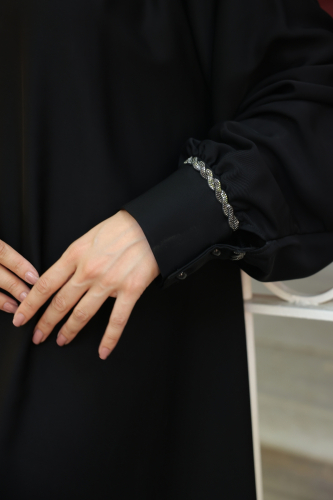 Vuslat Abaya Elbise Siyah - 8011 - 7