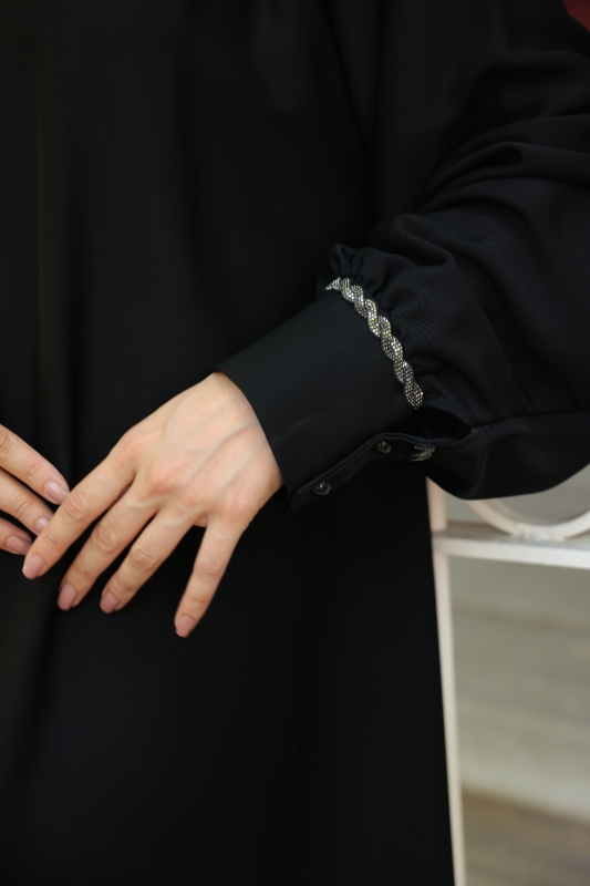 Vuslat Abaya Elbise Siyah - 8011 - 7