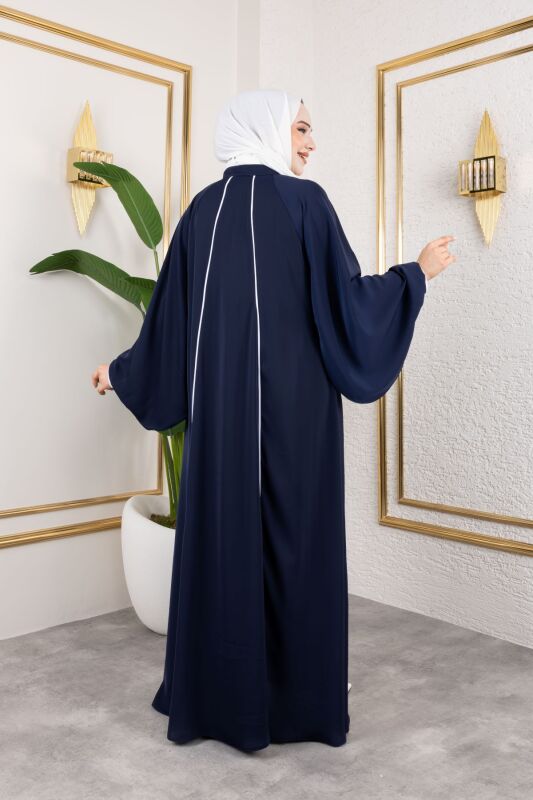 Yaren Balon Kol Biyeli Abaya Lacivert - 1004 - 2